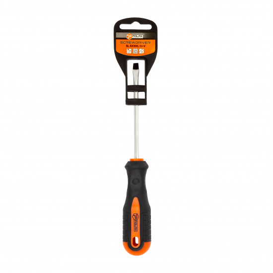Викрутка Polax шлицевая плоская SL5 X 100, Cr-V (51-003)
