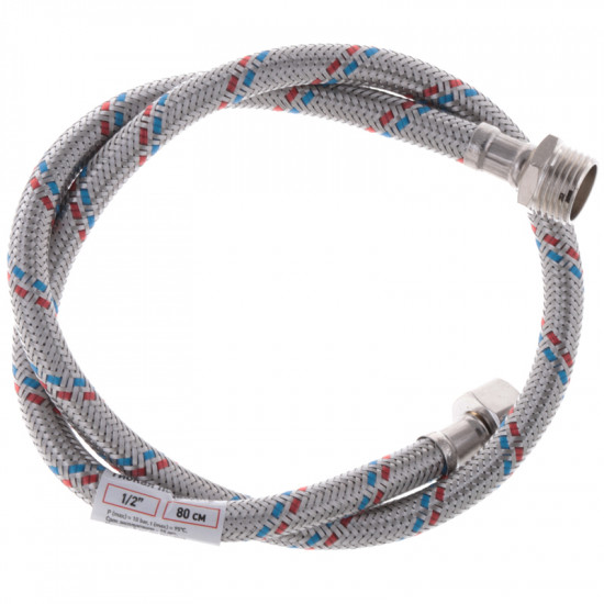 Гнучкий шланг для підключення води гайка 1/2'' - Штуцер 1/2'' (80 см) Zerix (ZX1564)