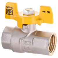 Кран шаровый Europroduct EP.121 - 1/2" FF ГГМ YELLOW, ручка "бабочка" желтая (EP2930)