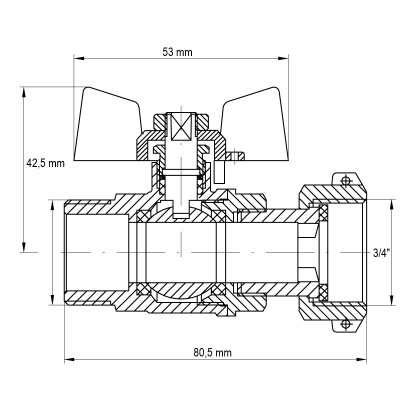 Кран з накидною гайкою 3/4" ГШМ газ Koer KR.220.G (KR0167) Кран з накидною гайкою 3/4" ГШМ газ Koer KR.220.G (KR0167)