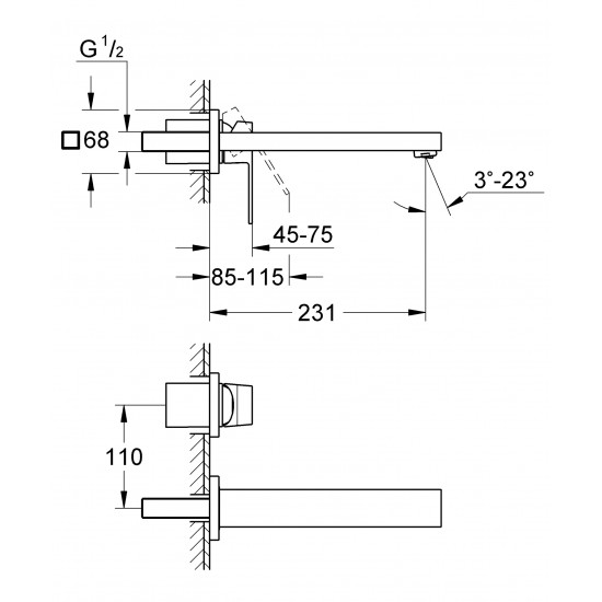 Смеситель для раковины скрытого монтажа Grohe Eurocube (23447000)