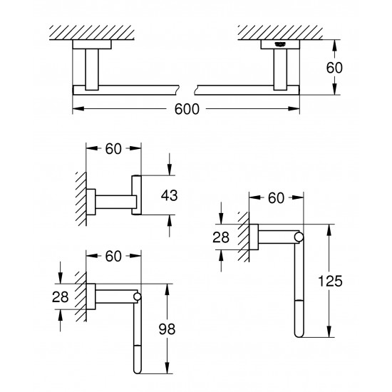Набір аксесуарів 4 в 1 Grohe Essentials Cube New (40778001)