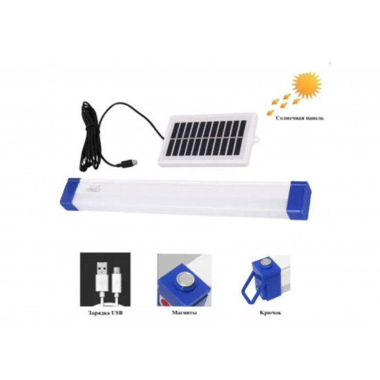 Акумуляторна кемпінгова лампа BK-300 сонячна панель, магніт, microUSB (3 режими) 32см (20001)