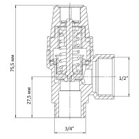 Клапан предохранительный ВЗ 1/2"х3/4" Koer KR.1261 (2.5 бар) (KR3106)