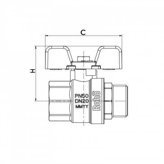 Кран кульовий Roho R101-050 - 1/2" (RO0068)
