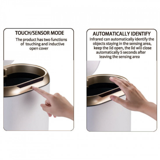 Відро для сміття сенсорне овальне Mixxus Premium Topper-TC0112 White 12л колір білий (MI7082)