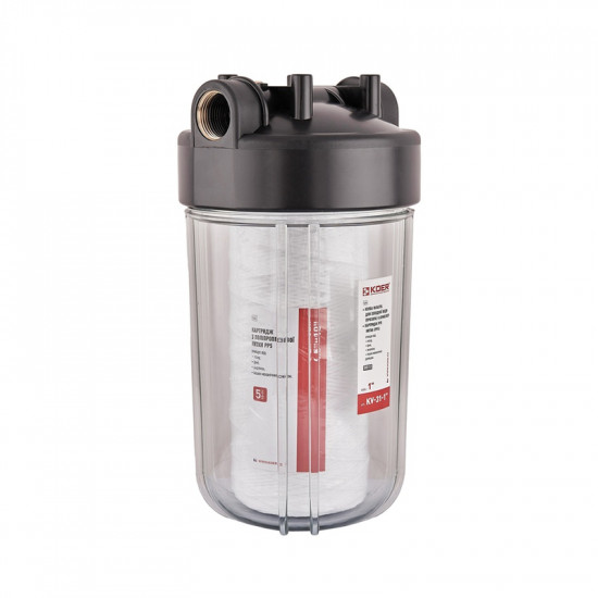 Колба фильтра для холодной воды Koer KV-31-1 ВВ10 (колба, картридж PPR нитка) 8 атмосфер 1" (KR5449)