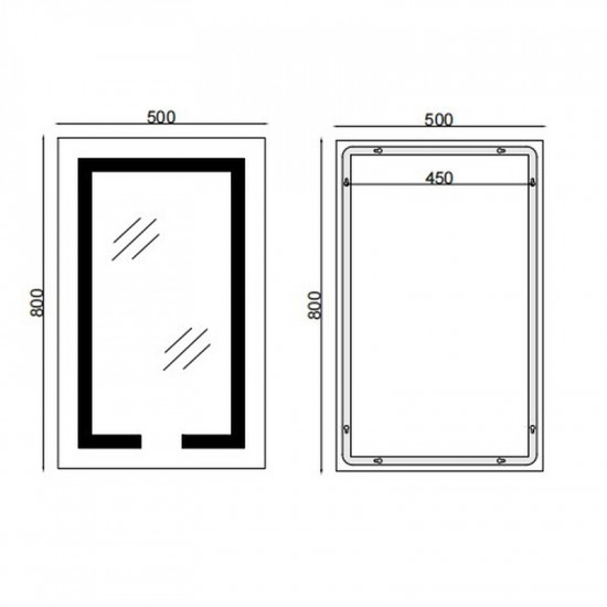 Дзеркало Mixxus Hard MR06-50x80 (годинник, LED-підсвічування, антизапотівання) (MI6011)