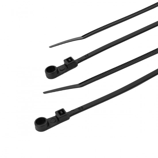 Хомут пластиковий (стяжка) Polax кабельний з монтажним кільцем 4,2 х 220 мм, чорний 100 шт. (37-118)