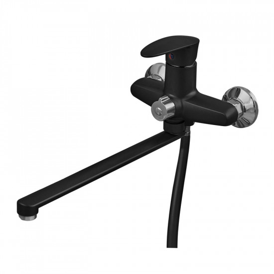 Смеситель для ванной Plamix CEZAR-006 EURO SET Matte black, с шлангом, лейкой и кронштейном (PM0690) Смеситель для ванной Plamix CEZAR-006 EURO SET Matte black, с шлангом, лейкой и кронштейном (PM0690)