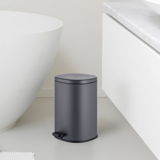 Відро для сміття з плавним закриттям овальне Mixxus Premium Olivary-TC0105 Graphite 5 л колір графі