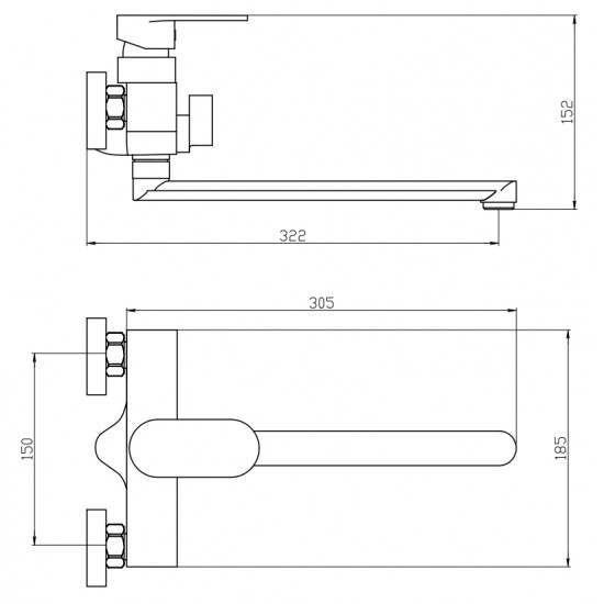 Змішувач для ванни Mixxus Bruno 006 (Euro) (MI6277)
