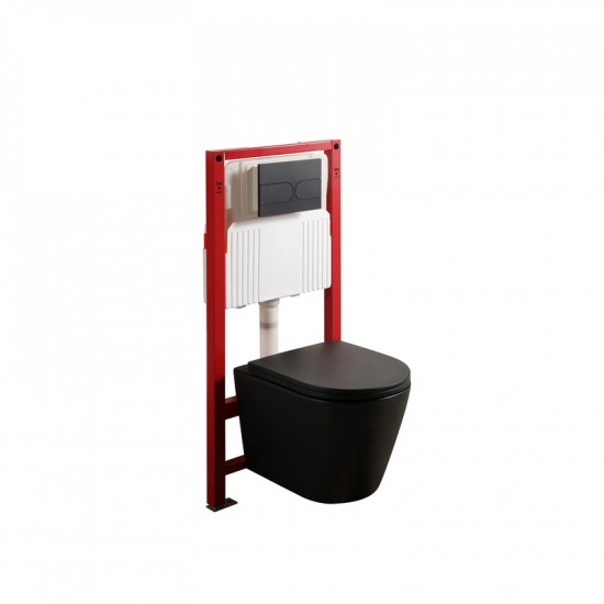 Комплект унітаз з інсталяцією для унітазу Mixxus Premium BEVEL-SET-2101 BLACK система змиву TORNADO