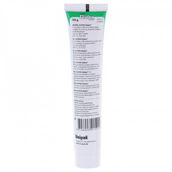 Мастильний склад для збірки каналізації Unipak Super Glidex 50г. (В тюбику) (UP0575) Мастильний склад для збірки каналізації Unipak Super Glidex 50г. (В тюбику) (UP0575)