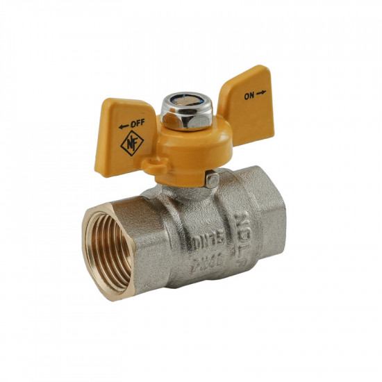 Кран кульовий Nolf classic NFC.712-06-1/2" FF ГГМ YELLOW, ручка "метелик" жовта (NF3134)