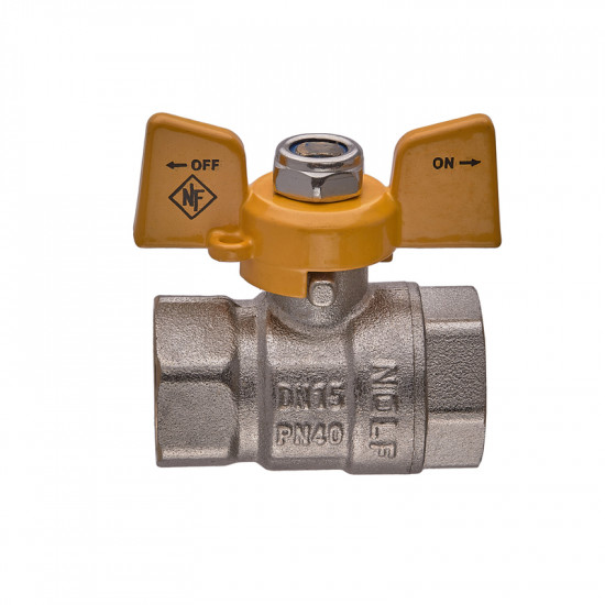 Кран кульовий Nolf classic NFC.712-06-1/2" FF ГГМ YELLOW, ручка "метелик" жовта (NF3134)