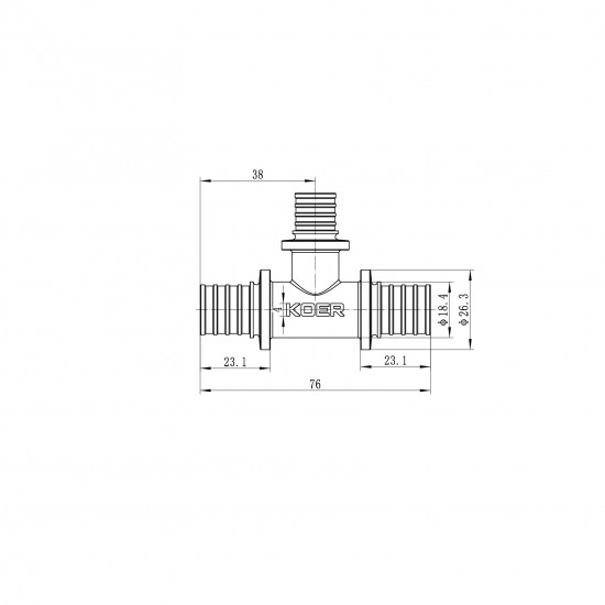 Трійник перехідний Koer KA.T20-16-20 - 20(2.8mm) x 16(2.2mm) x 20(2.8mm) (KR4888)