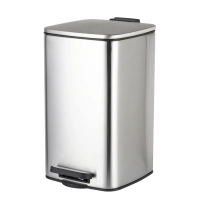 Ведро для мусора с плавным закрытием квадратное Zerix Kubix-TC0108 SS Color 8л цвет нержавейка (ZX5