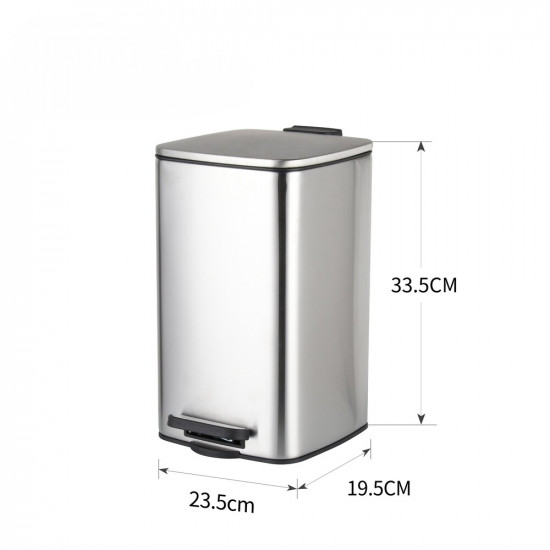 Ведро для мусора с плавным закрытием квадратное Zerix Kubix-TC0108 SS Color 8л цвет нержавейка (ZX5