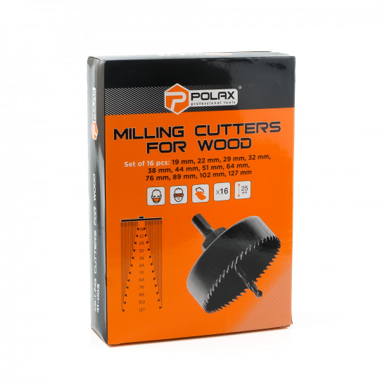 Набір корончастих фрез по дереву та гіпсокартону Polax 12 од. (41-003)