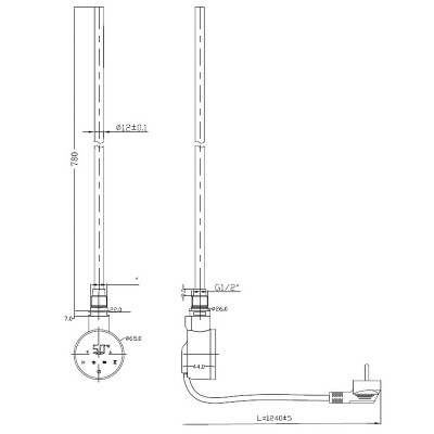ТЕН електричний Mixxus TEH-0109 CHROME для сушарок рушників 900W (колір хром) (MI6630)