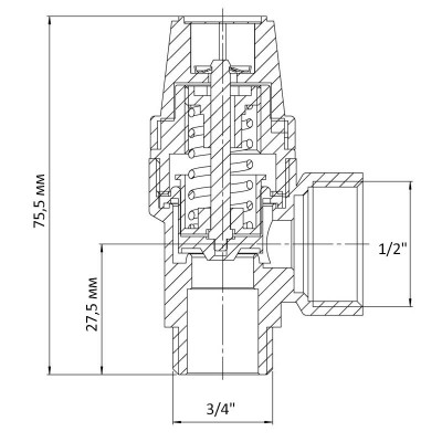 Клапан запобіжний ВН 1/2"х3/4" Koer KR.1261 (1.5 бар) (KR3105)