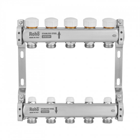 Колектор з термостатичними та запірними клапанами Roho R805-05M - 1"x 5 вих. (RO1045)