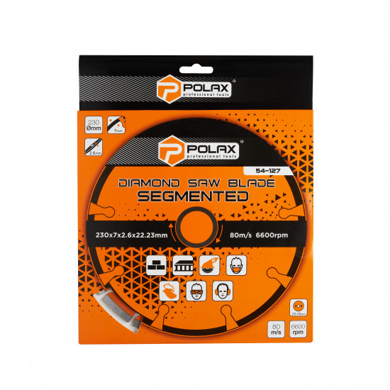 Диск алмазний сегментований Polax 230x7x2.8x22.23, 25% (54-127)