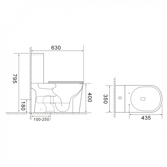 Унітаз-компакт Mixxus WAVE-0405-R 630х350х795mm, система змиву RIMLESS (MI6694)