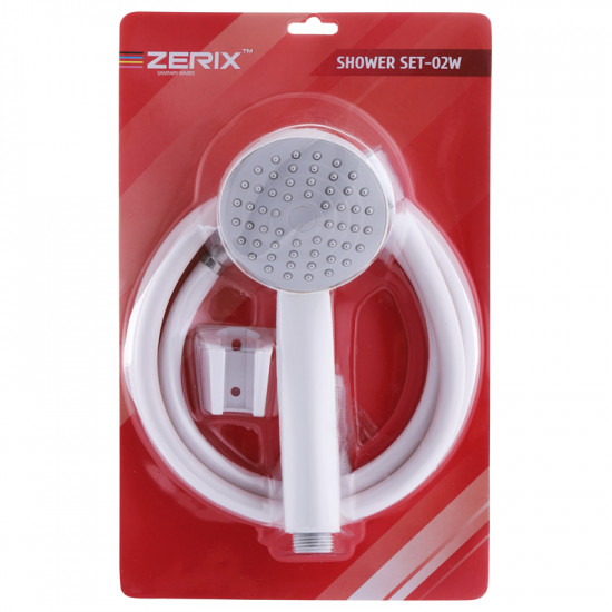 Душовий набір (шланг, лійка, кронштейн) білий Zerix SHOWER SET-02W (ZX3096)