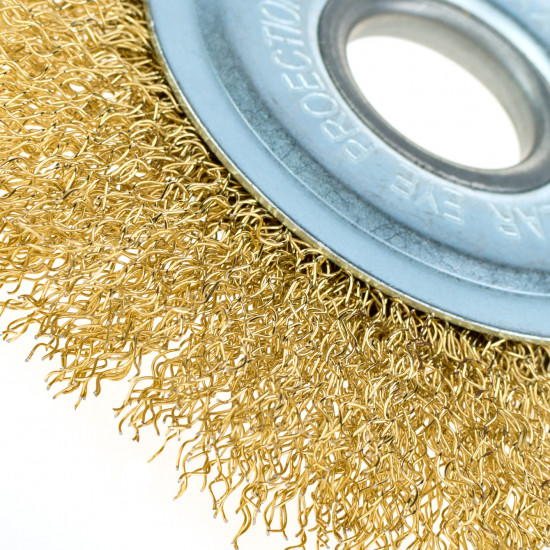 Щітка дискова 125 мм, для УШМ, М14, гофр. пров., латунована Polax (54-178)