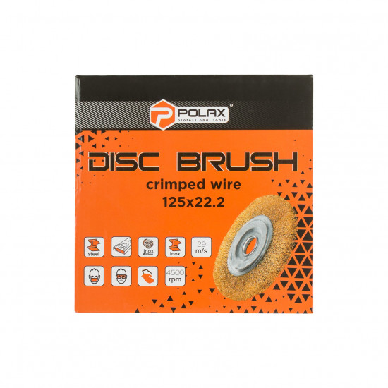 Щітка дискова 125 мм, для УШМ, М14, гофр. пров., латунована Polax (54-178)