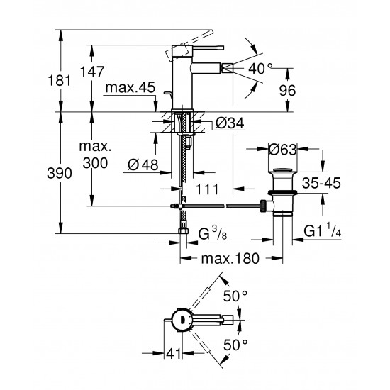 Змішувач з донним клапаном Grohe Essence (24178001)