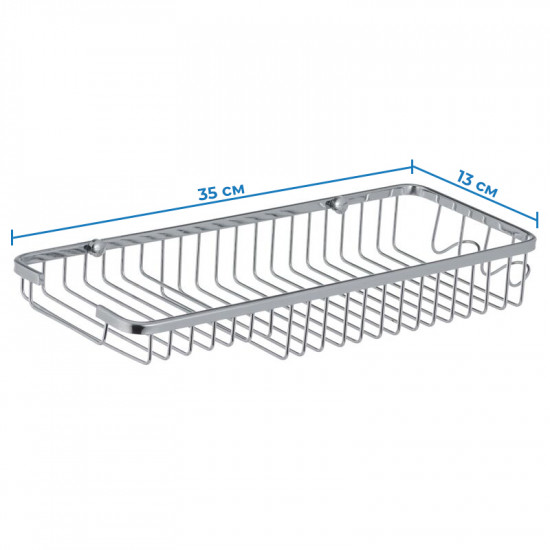 Полиця для ванної кімнати з мильницею і 2 гачками Zerix LR338 (LL1456)