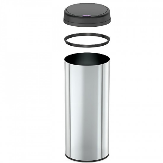 Відро для сміття сенсорне кругле Mixxus Premium Ellipse-TC0109 Chrome-Black 9л (хром-чорне) (MI7083 Відро для сміття сенсорне кругле Mixxus Premium Ellipse-TC0109 Chrome-Black 9л (хром-чорне) (MI7083