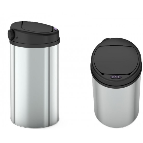 Відро для сміття сенсорне кругле Mixxus Premium Ellipse-TC0109 Chrome-Black 9л (хром-чорне) (MI7083 Відро для сміття сенсорне кругле Mixxus Premium Ellipse-TC0109 Chrome-Black 9л (хром-чорне) (MI7083