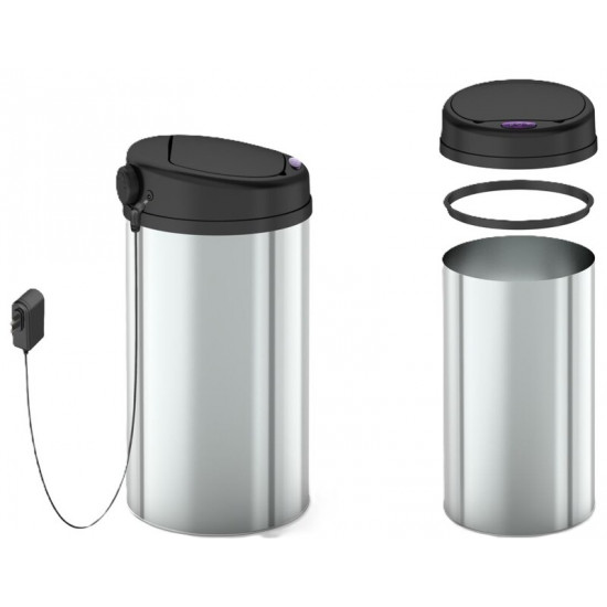 Відро для сміття сенсорне кругле Mixxus Premium Ellipse-TC0109 Chrome-Black 9л (хром-чорне) (MI7083 Відро для сміття сенсорне кругле Mixxus Premium Ellipse-TC0109 Chrome-Black 9л (хром-чорне) (MI7083