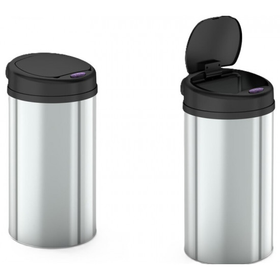 Відро для сміття сенсорне кругле Mixxus Premium Ellipse-TC0109 Chrome-Black 9л (хром-чорне) (MI7083 Відро для сміття сенсорне кругле Mixxus Premium Ellipse-TC0109 Chrome-Black 9л (хром-чорне) (MI7083