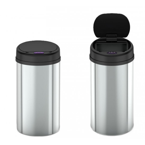 Відро для сміття сенсорне кругле Mixxus Premium Ellipse-TC0109 Chrome-Black 9л (хром-чорне) (MI7083 Відро для сміття сенсорне кругле Mixxus Premium Ellipse-TC0109 Chrome-Black 9л (хром-чорне) (MI7083