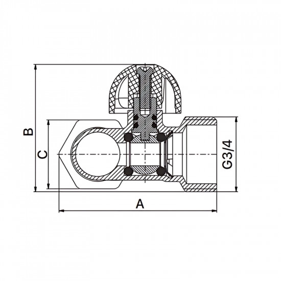 Кран прохідний Т-подібний Europroduct EP.3002 - 1/2Mx3/4Mx1/2F для посудомийної/пральної машин (EP6