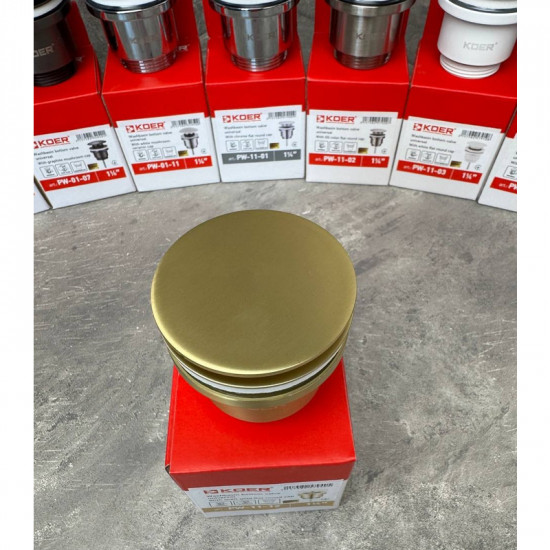 Донний клапан для раковини Koer PW-11-12 1 1/4''  універсальний (з/без перел) СLICK-СLACK (Колір зо