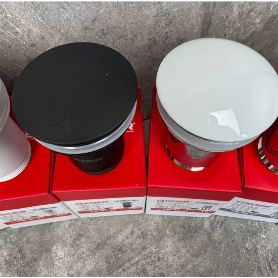 Донний клапан для раковини Koer PW-07-11 1 1/4'' з переливом автоматичний СLICK-СLACK (Біла керам.н