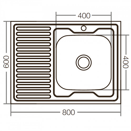 Кухонная мойка накладная ZerixZ8060R-06-160E (Satin) (ZX1617)