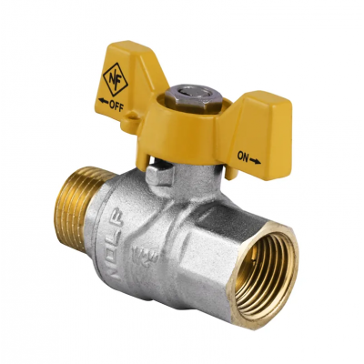 Кран кульовий Nolf NF.722 - 1/2" FM ГШМ YELLOW, ручка "метелик" жовта (NF2951)