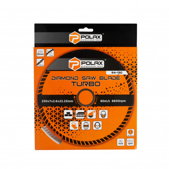 Диск алмазний турбо Polax 230x7x3.2x22.23, 25% (54-130)