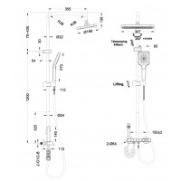 Душевая колонна с смесителем Mixxus Premium NEPTUNE 009-J GRAPHITE с кнопкой переключения, 4 режима (