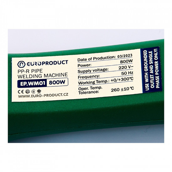 Паяльник для труб PPR Europroduct EP.WM01 (плоскі насадки) 20/40mm (EP6091)