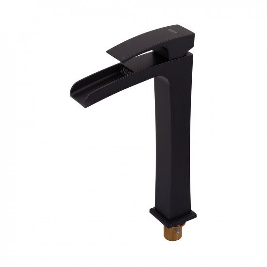 Змішувач для умивальника Koer KB-15007-05 високий водоспад (Колір чорний) (KR3449)