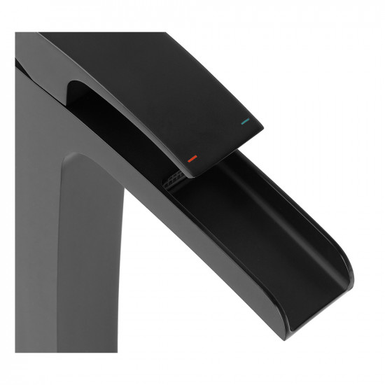 Змішувач для умивальника Koer KB-15007-05 високий водоспад (Колір чорний) (KR3449)