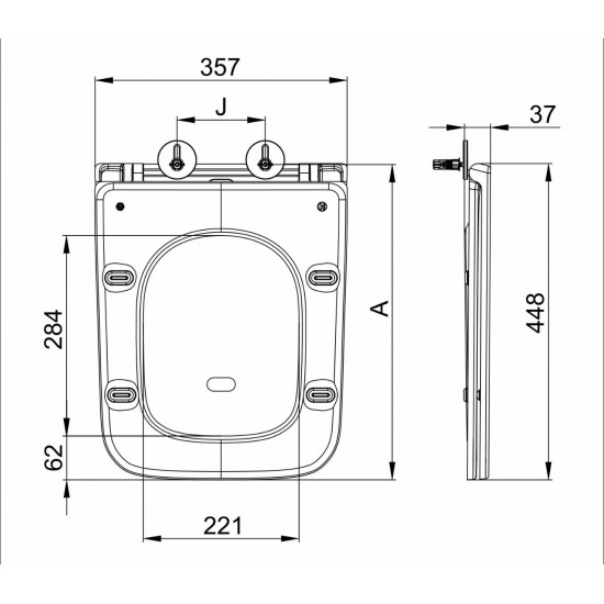 Сидіння-кришка для унітазу Mixxus Premium SEAT COVER QUADRO-DIVERSE-2001 BLACK з мікроліфтом 448х35